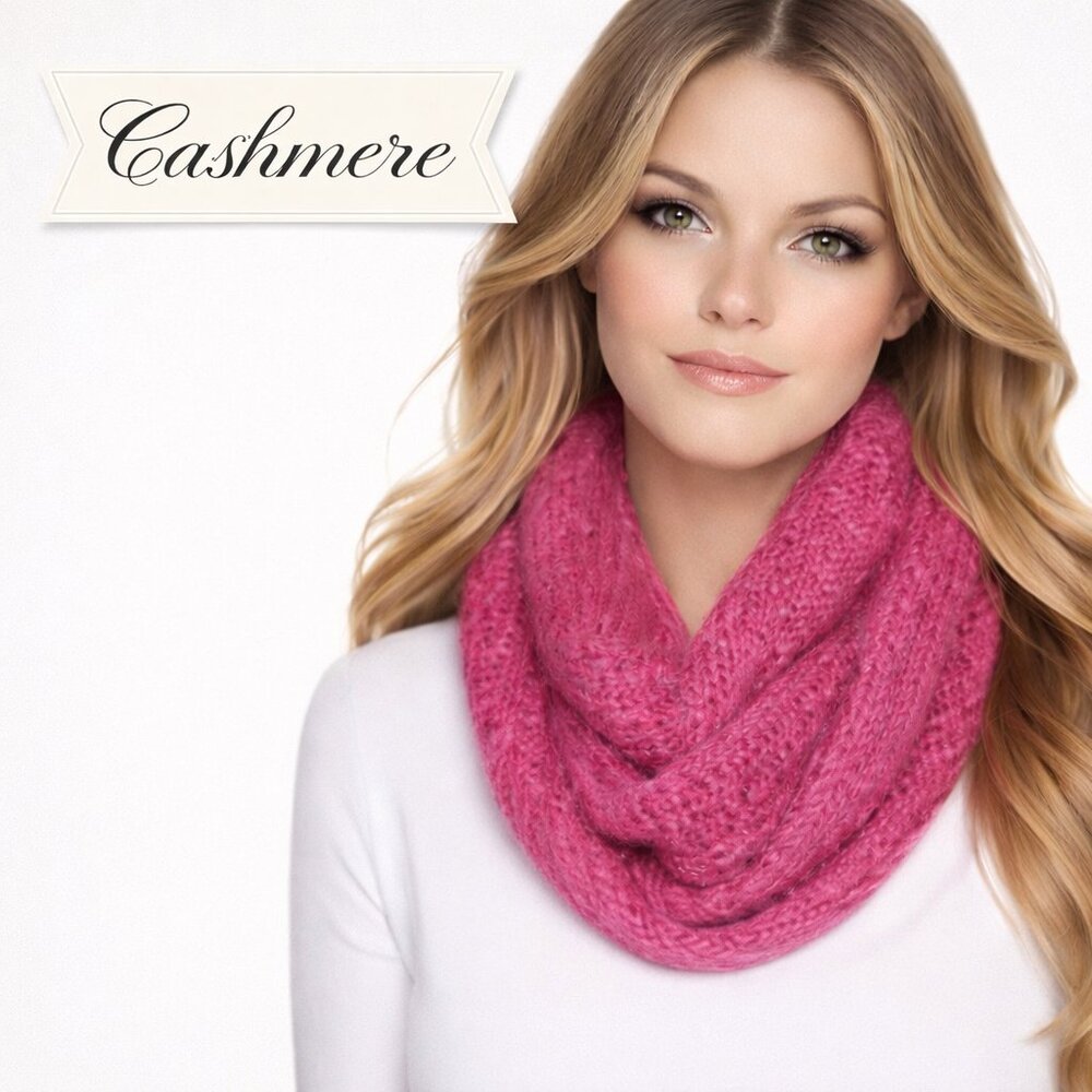 Isaac Mizrahi Cashmere Eternity Scarf in Bijou Pink, Featuring a Refined Cable-K